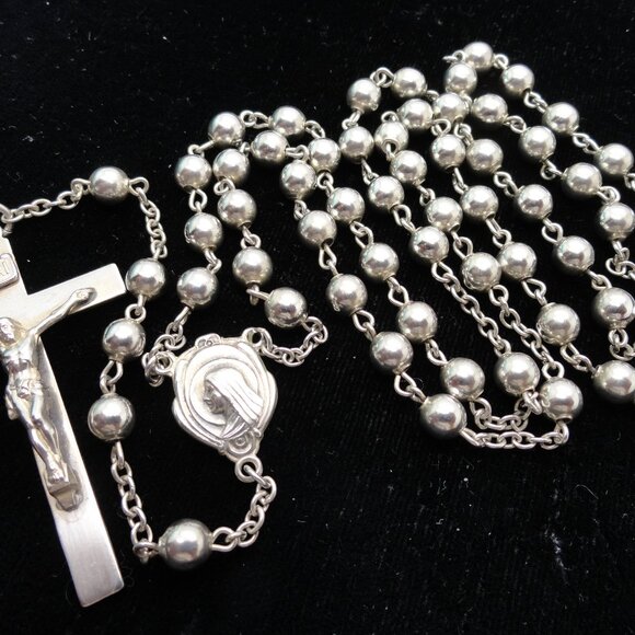 Sterling Silver 21 Grams 18 1/2" Rosary - Picture 2 of 4